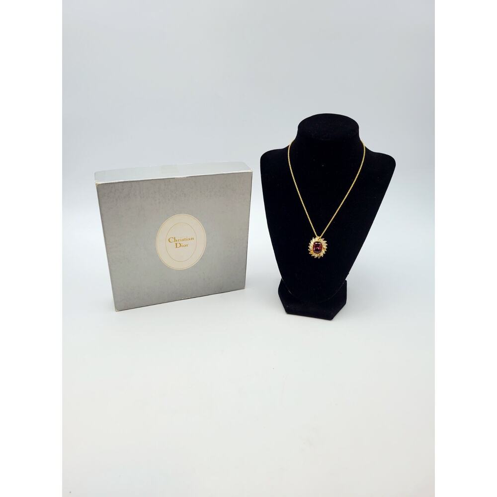 Christian Dior Pendant Necklace Amethyst Purple Baguette Missing Stones